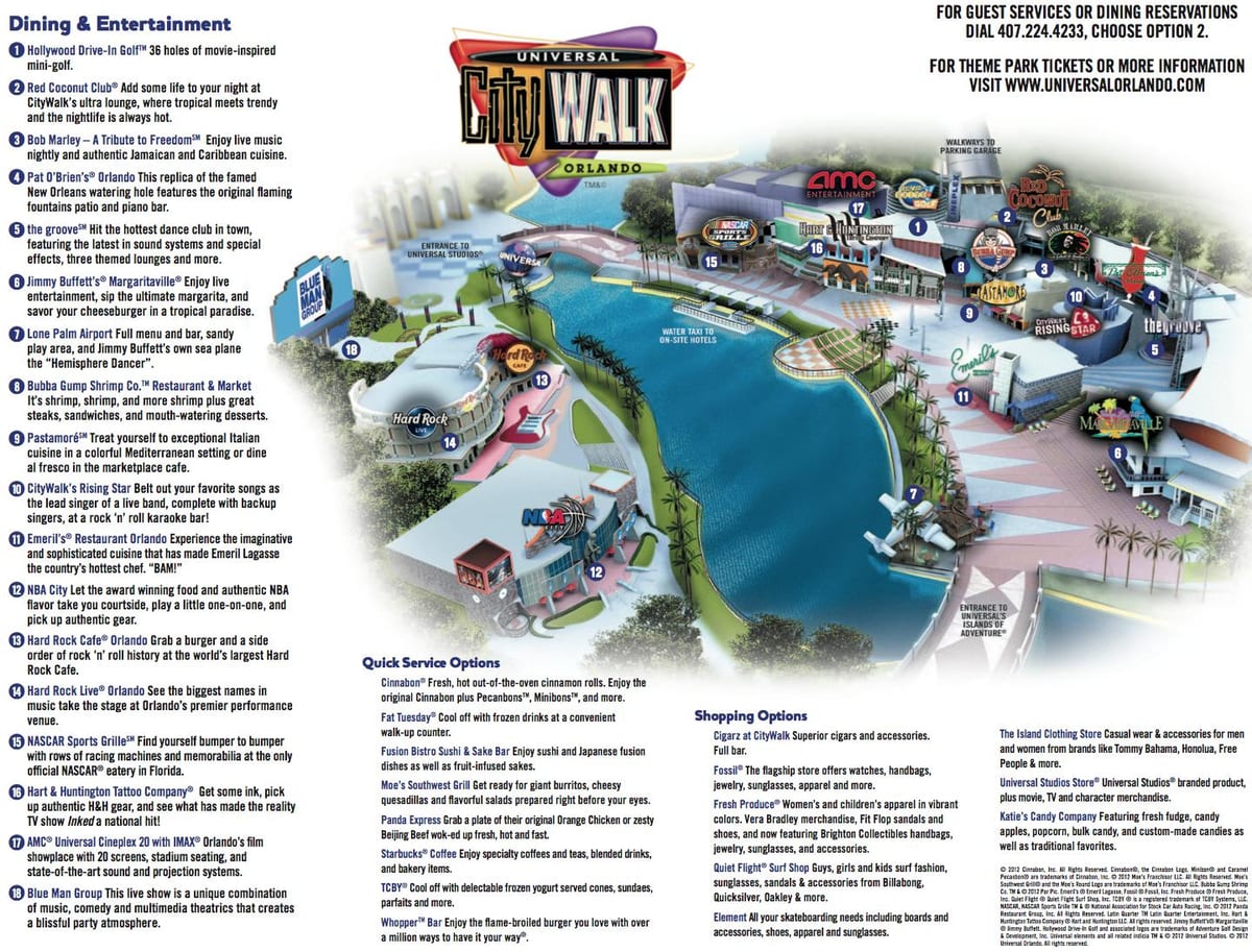 Universal Orlando citywalk kaart