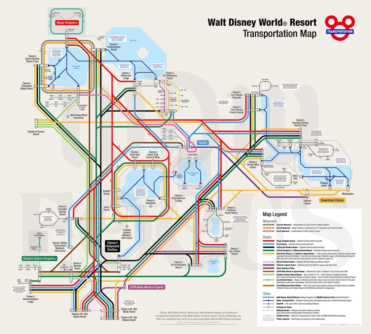 kaart Disney World monorelss