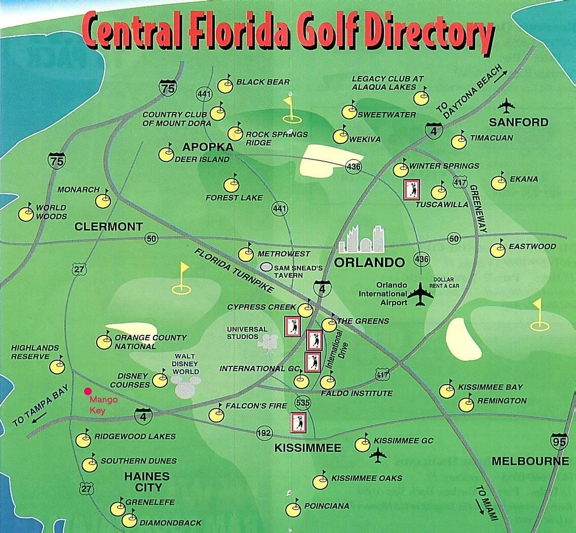 kaart Orlando golf kursused