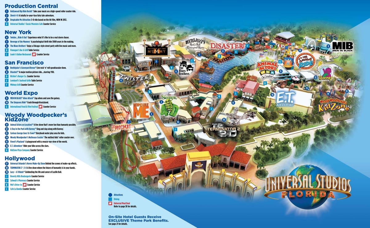 Orlando Universal Studios park kaart
