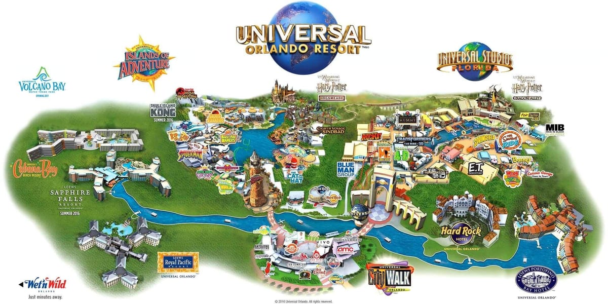 Universal Studios kaart Orlando